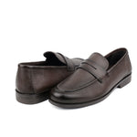 BROWN MILLED  LEATHER LOAFERS