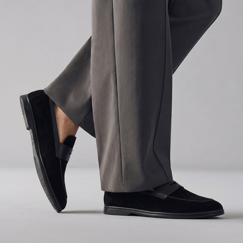 BLACK SUEDE LEATHER LOAFERS