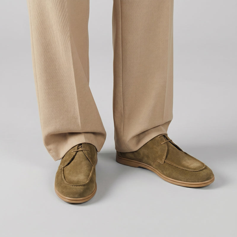 BEIGE SUEDE LACE UP SHOES