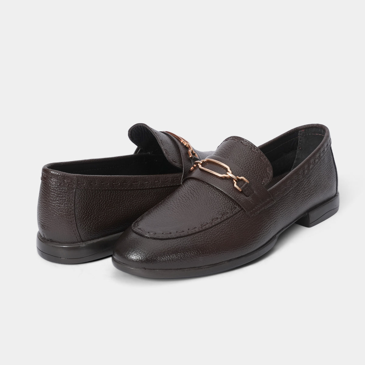 PEBBLE GRAIN BROWN LEATHER SHOES