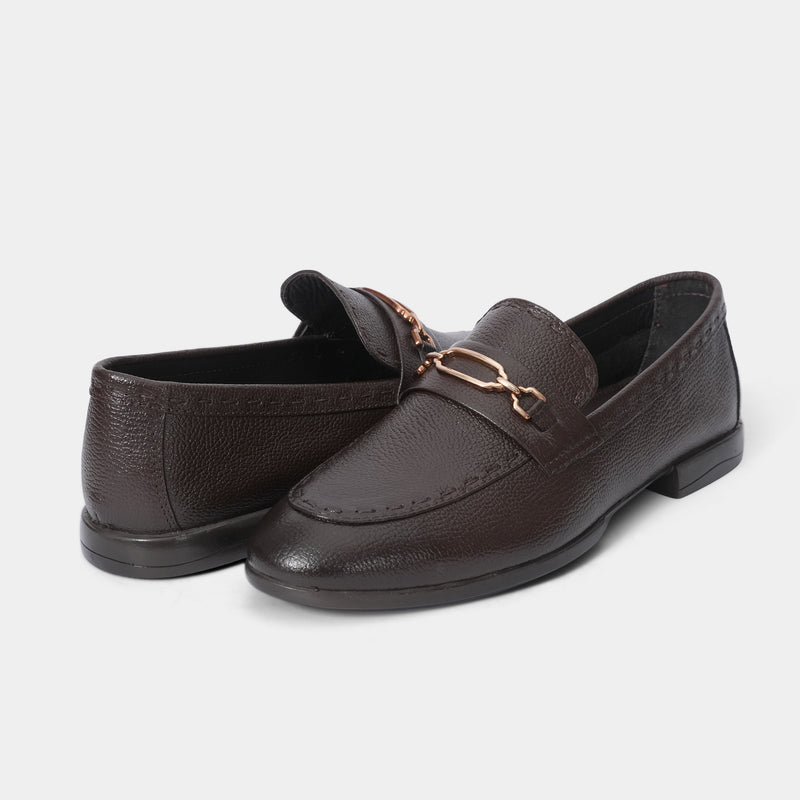 PEBBLE GRAIN BROWN LEATHER SHOES