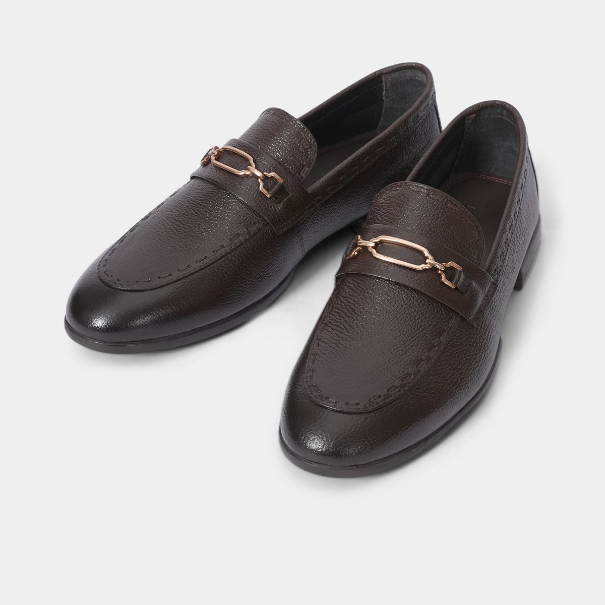 PEBBLE GRAIN BROWN LEATHER SHOES