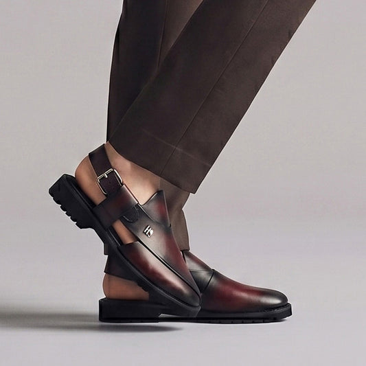 TWO TONE LEATHER SANDAL