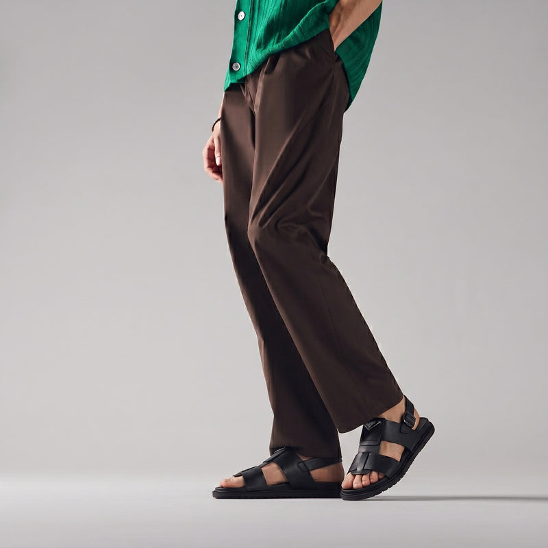 BLACK ANILINE LEATHER SANDAL