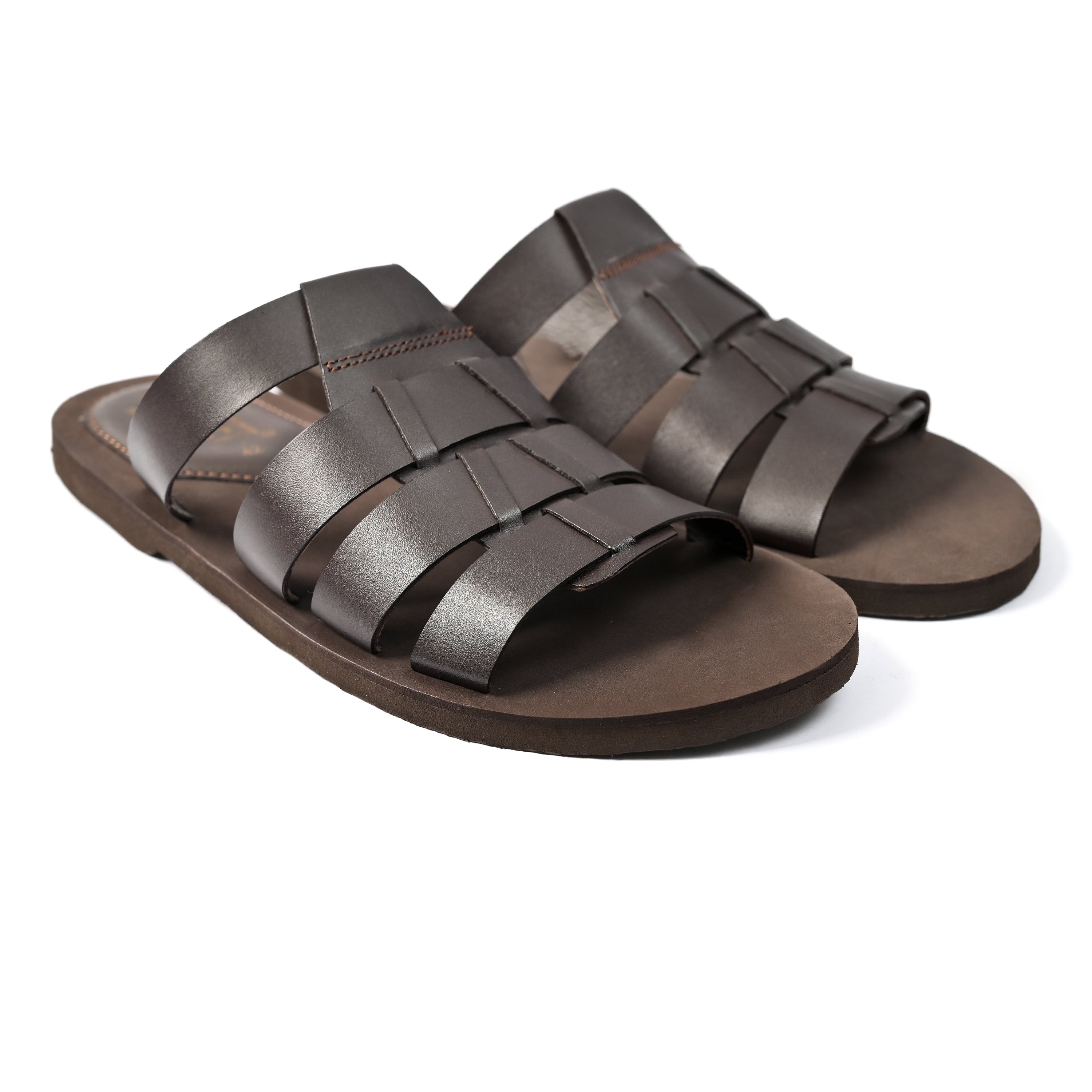 MULTI STRAPE LEATHER SLIPPER