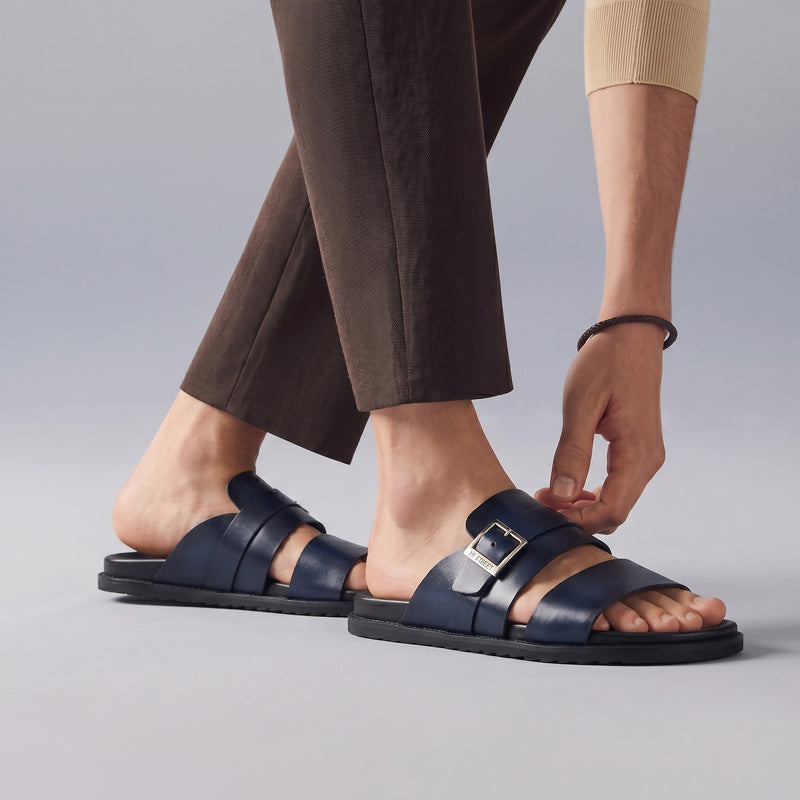 TWO TONE LEATHER EVA SLIPPER