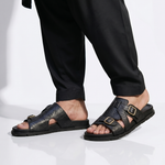 BLACK LEATHER EVA SLIPPER