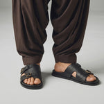 BLACK LEATHER EVA SLIPPER