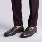 BROWN MILLED  LEATHER LOAFERS
