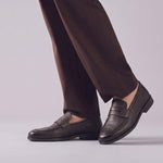 BROWN MILLED  LEATHER LOAFERS