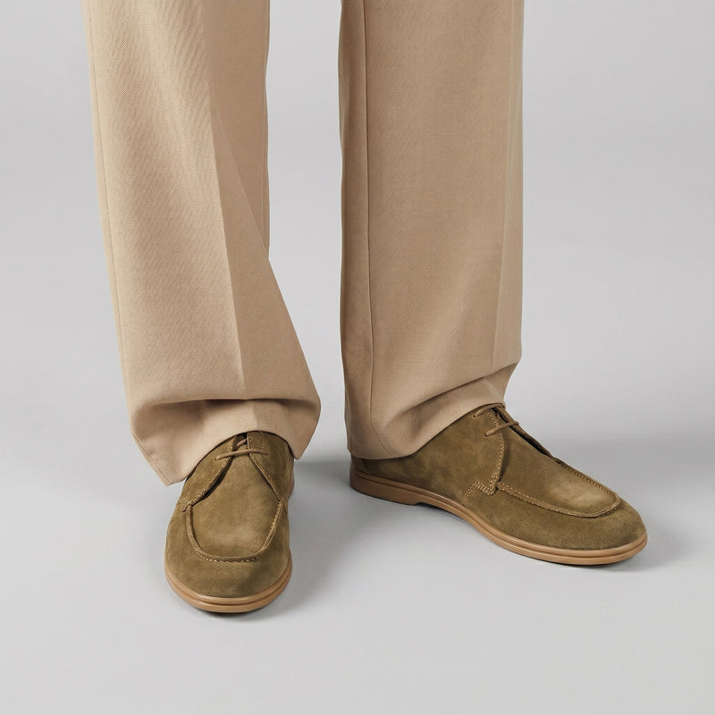 BEIGE SUEDE LACE UP SHOES - Hi-Street