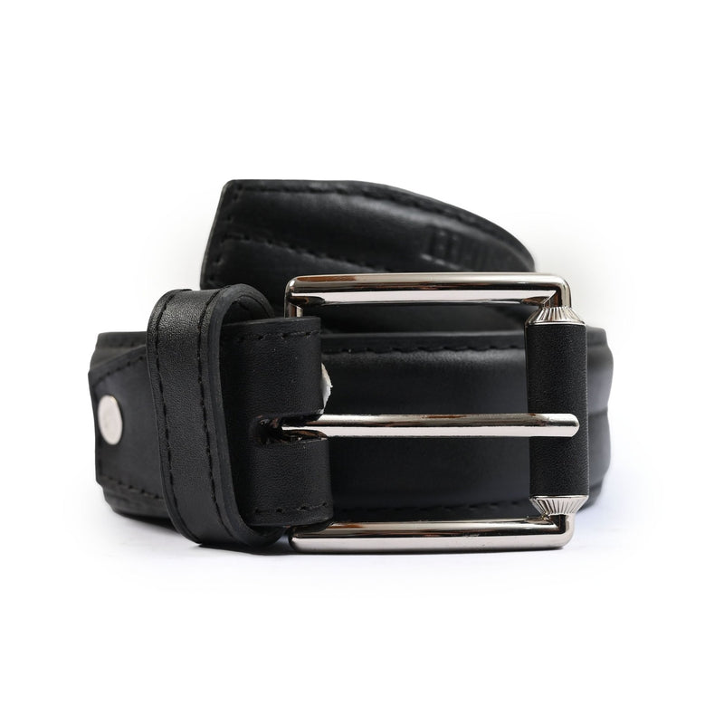 BLACK ANILINE LEATHER BELTT - Hi-Street