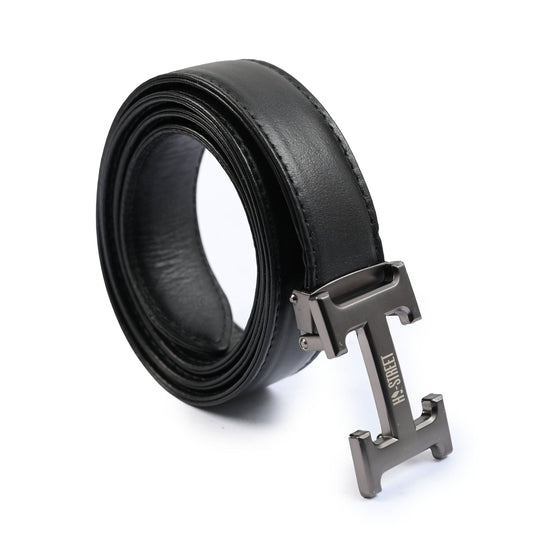 BLACK ANILINE LEATHER BELTT - Hi-Street