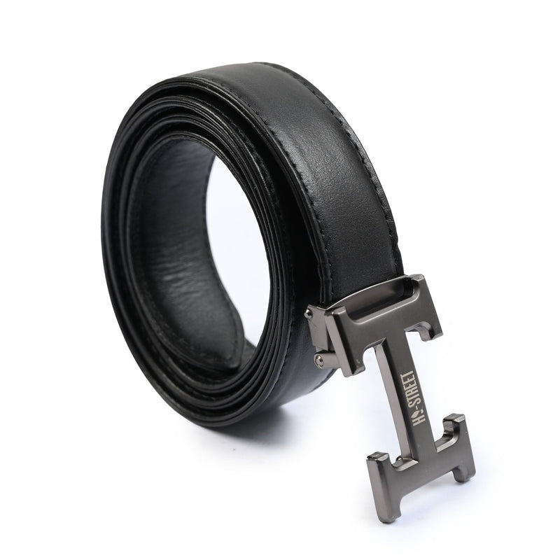 BLACK ANILINE LEATHER BELTT - Hi-Street