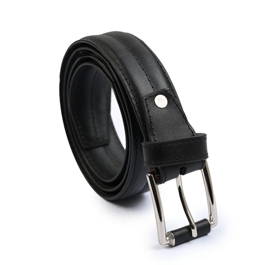 BLACK ANILINE LEATHER BELTT - Hi-Street