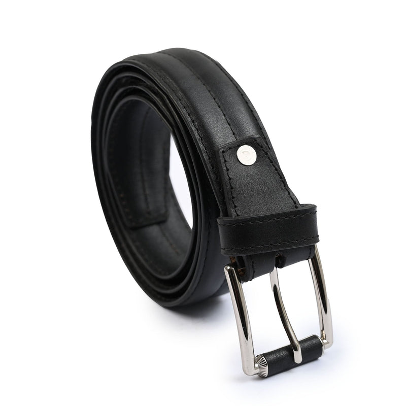 BLACK ANILINE LEATHER BELTT - Hi-Street