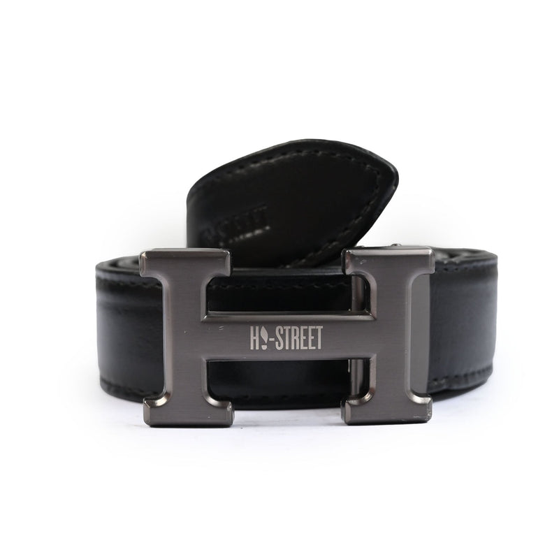 BLACK ANILINE LEATHER BELTT - Hi-Street