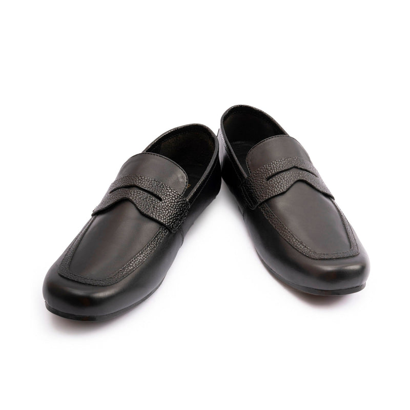 BLACK ANILINE LEATHER MOCCASIN - Hi-Street