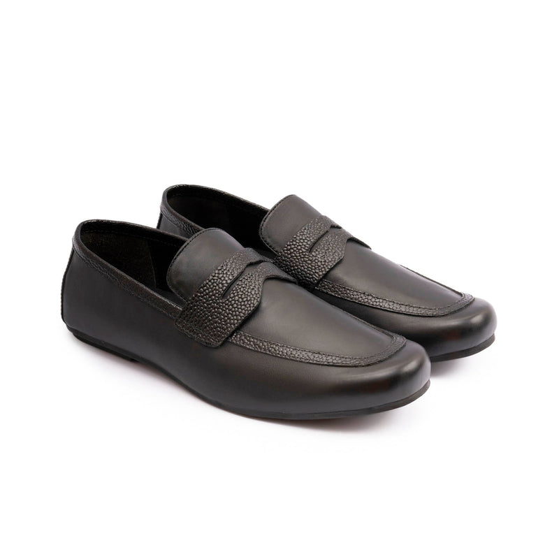 BLACK ANILINE LEATHER MOCCASIN - Hi-Street