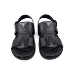 BLACK ANILINE LEATHER SANDAL - Hi-Street