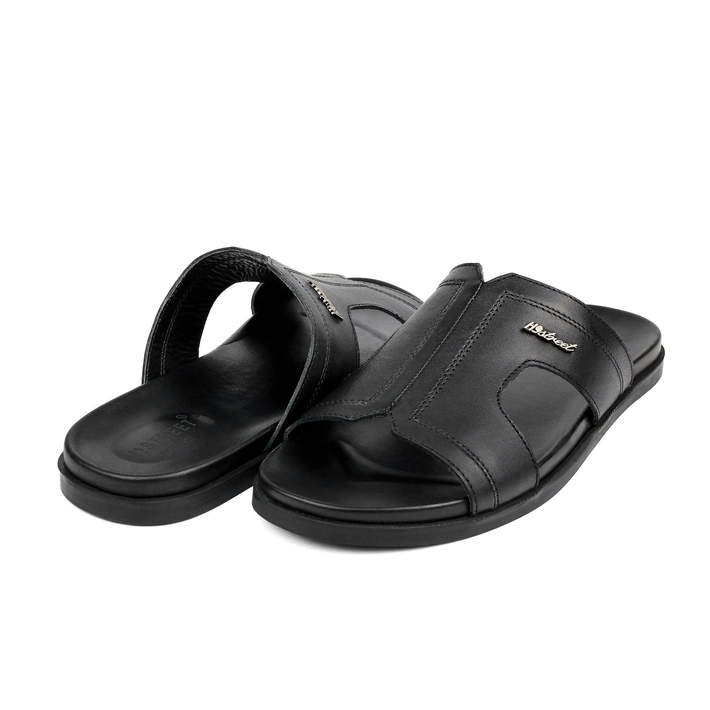 BLACK ANILINE LEATHER SLIPPER - Hi-Street