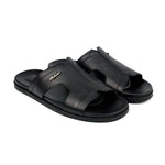 BLACK ANILINE LEATHER SLIPPER - Hi-Street