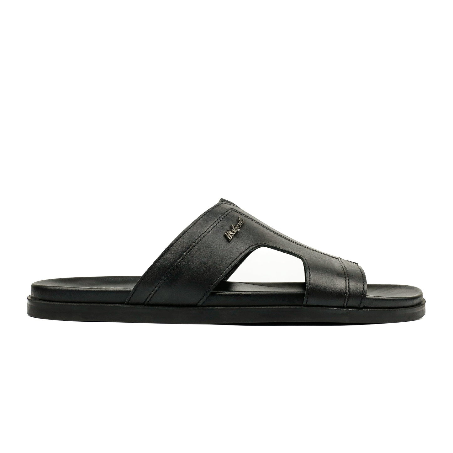BLACK ANILINE LEATHER SLIPPER - Hi-Street