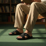 BLACK ANILINE LEATHER SLIPPER - Hi-Street