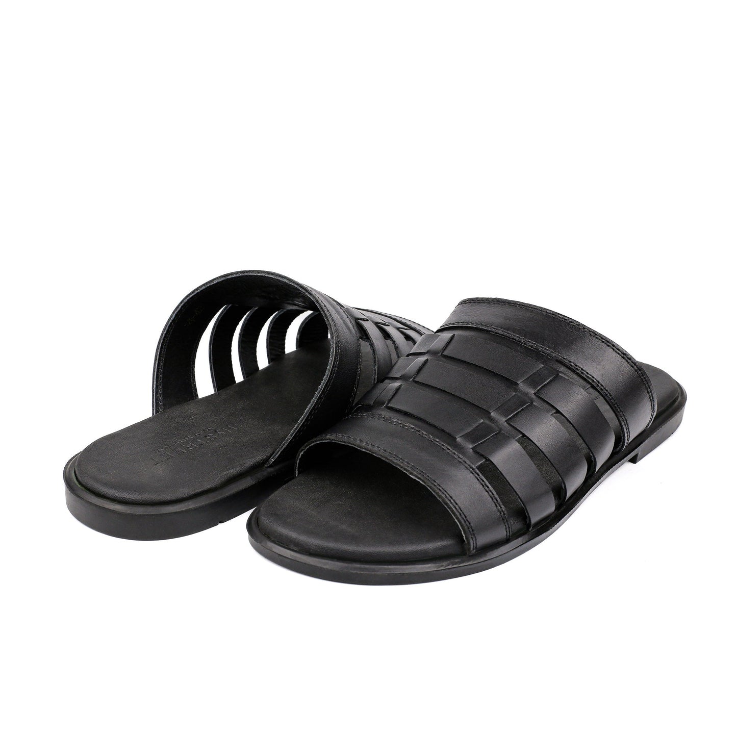 BLACK ANILINE LEATHER SLIPPER - Hi-Street