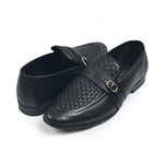 BLACK BRAIDED LEATHER SHOES - Hi-Street