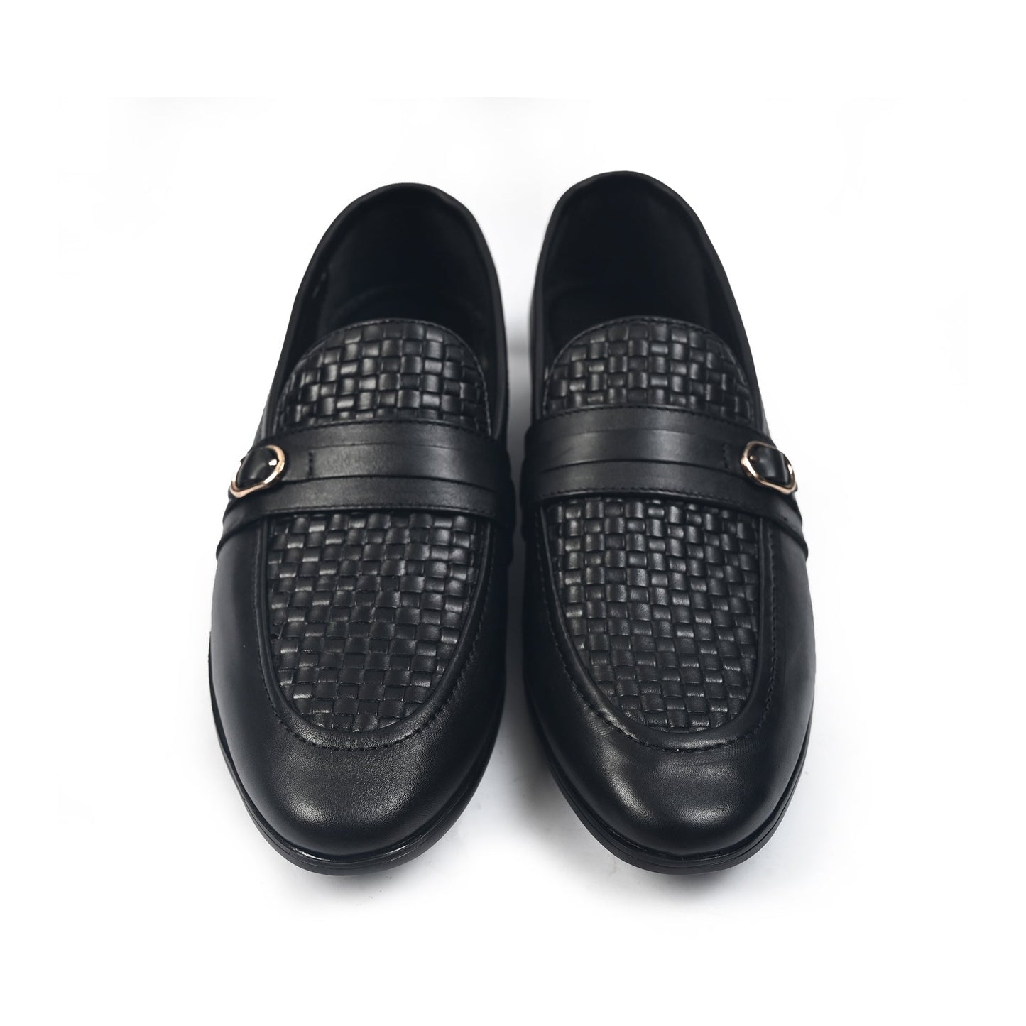 BLACK BRAIDED LEATHER SHOES - Hi-Street