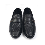 BLACK BRAIDED LEATHER SHOES - Hi-Street