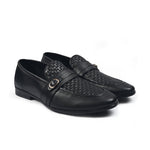 BLACK BRAIDED LEATHER SHOES - Hi-Street