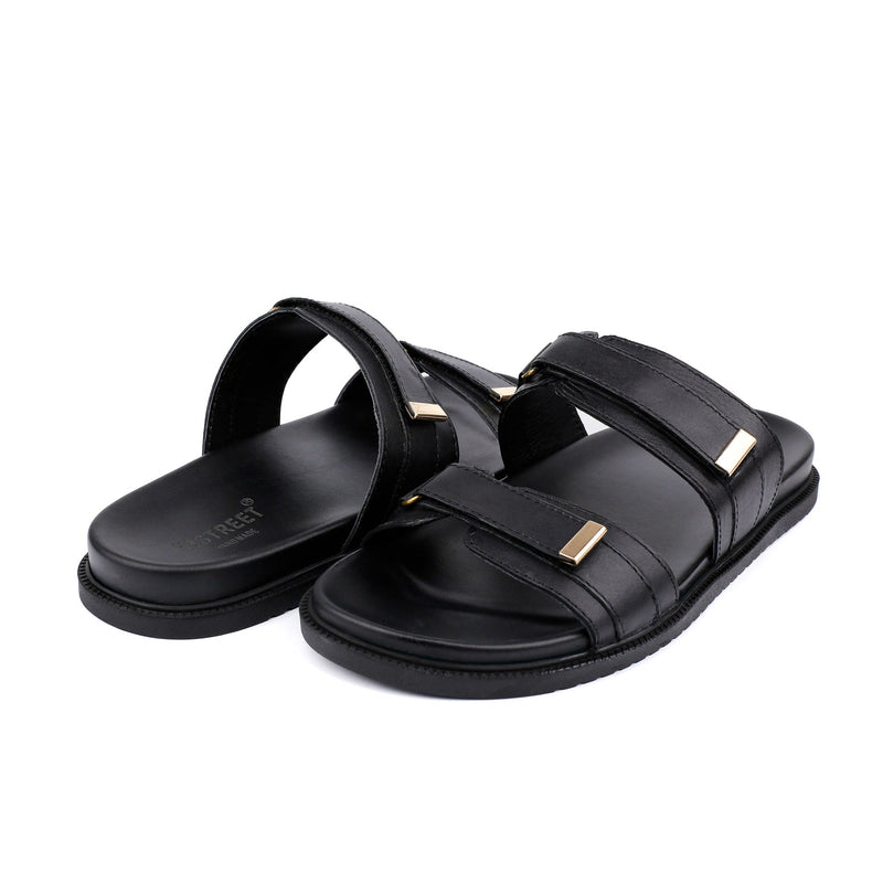 BLACK DOUBLE STRIPE SLIPPER - Hi-Street