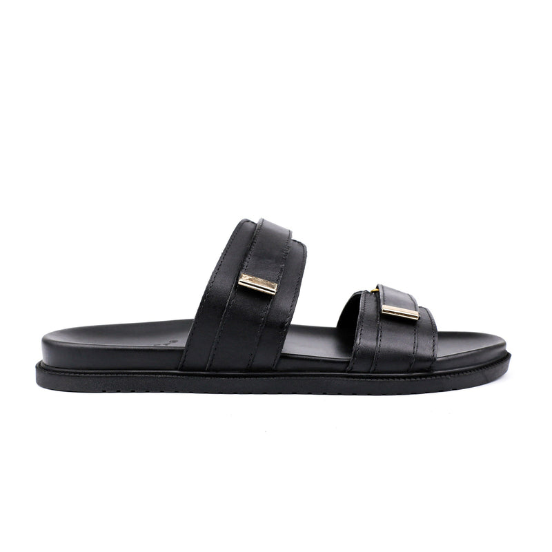 BLACK DOUBLE STRIPE SLIPPER - Hi-Street