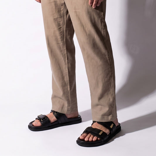 BLACK DOUBLE STRIPE SLIPPER - Hi-Street