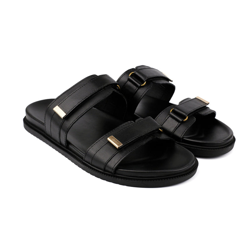 BLACK DOUBLE STRIPE SLIPPER - Hi-Street