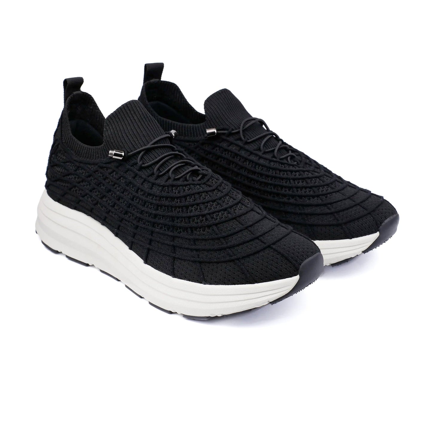 BLACK KNITED COMFORT SHOES - Hi-Street