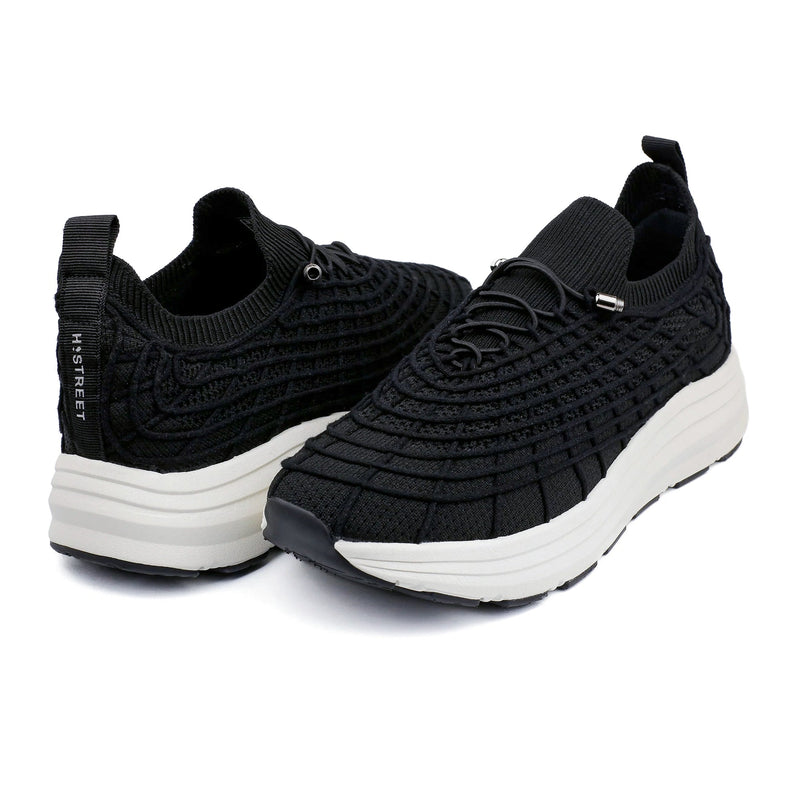 BLACK KNITED COMFORT SHOES - Hi-Street
