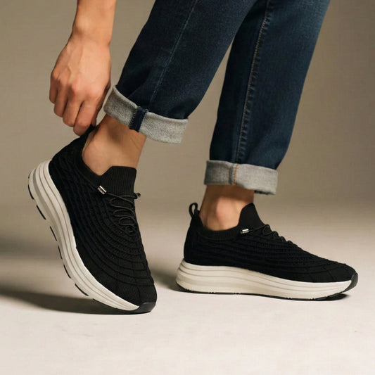 BLACK KNITED COMFORT SHOES - Hi-Street