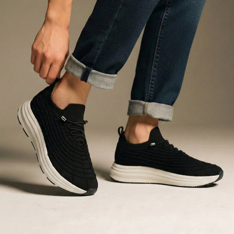 BLACK KNITED COMFORT SHOES - Hi-Street
