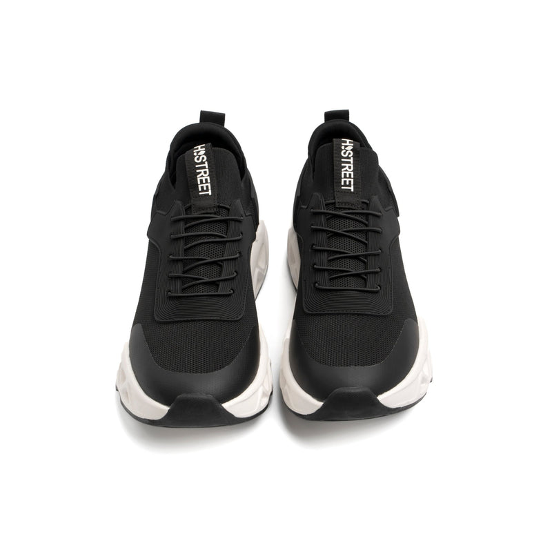 BLACK LACE UP STYLE TRAINERS - Hi-Street