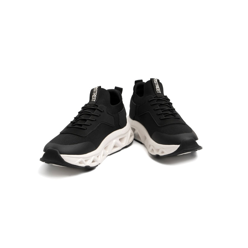 BLACK LACE UP STYLE TRAINERS - Hi-Street