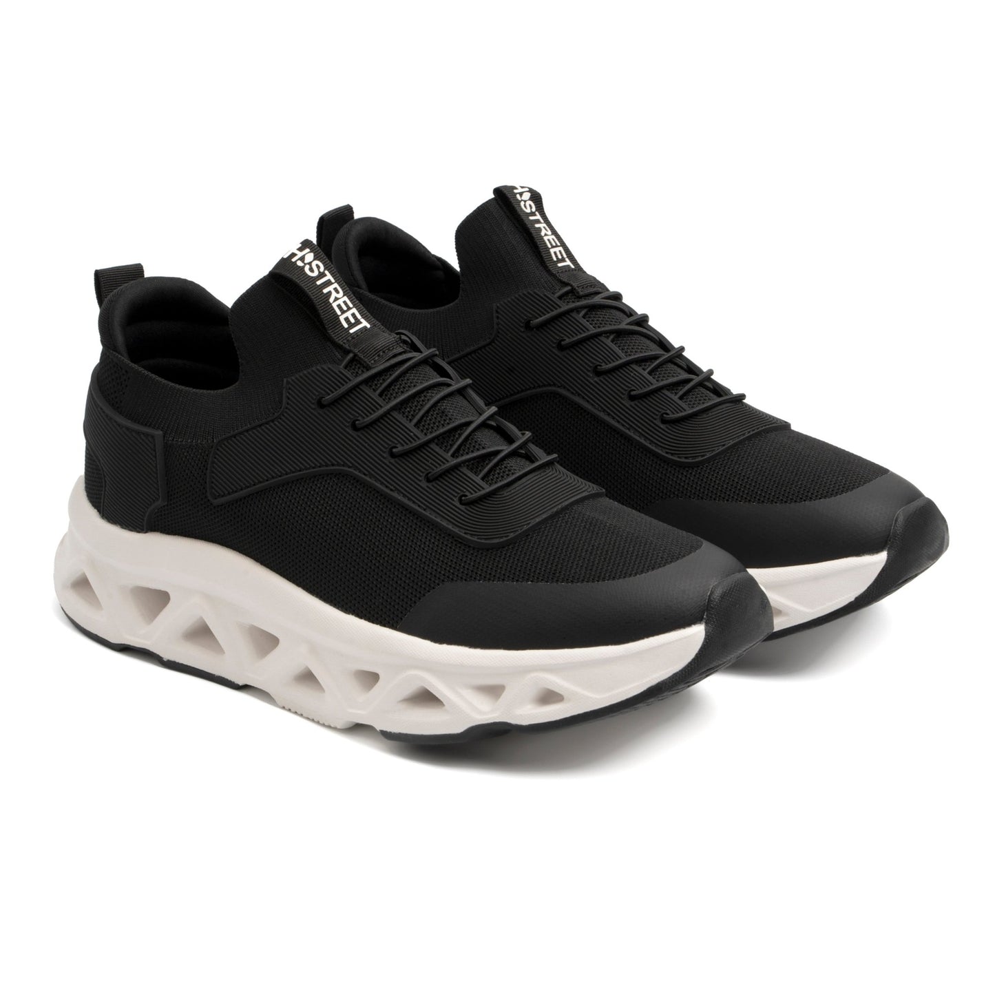 BLACK LACE UP STYLE TRAINERS - Hi-Street