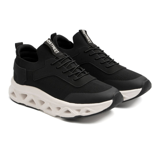 BLACK LACE UP STYLE TRAINERS - Hi-Street