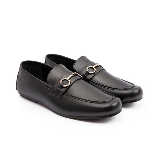 BLACK LEATHER CLASSIC MOCCASINS - Hi-Street