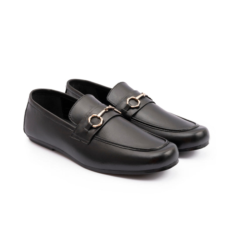 BLACK LEATHER CLASSIC MOCCASINS - Hi-Street