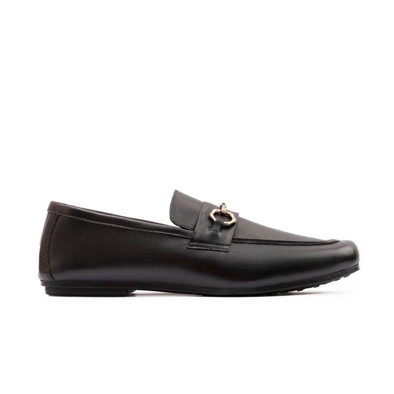 BLACK LEATHER CLASSIC MOCCASINS - Hi-Street
