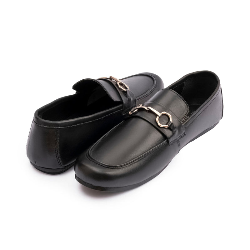 BLACK LEATHER CLASSIC MOCCASINS - Hi-Street