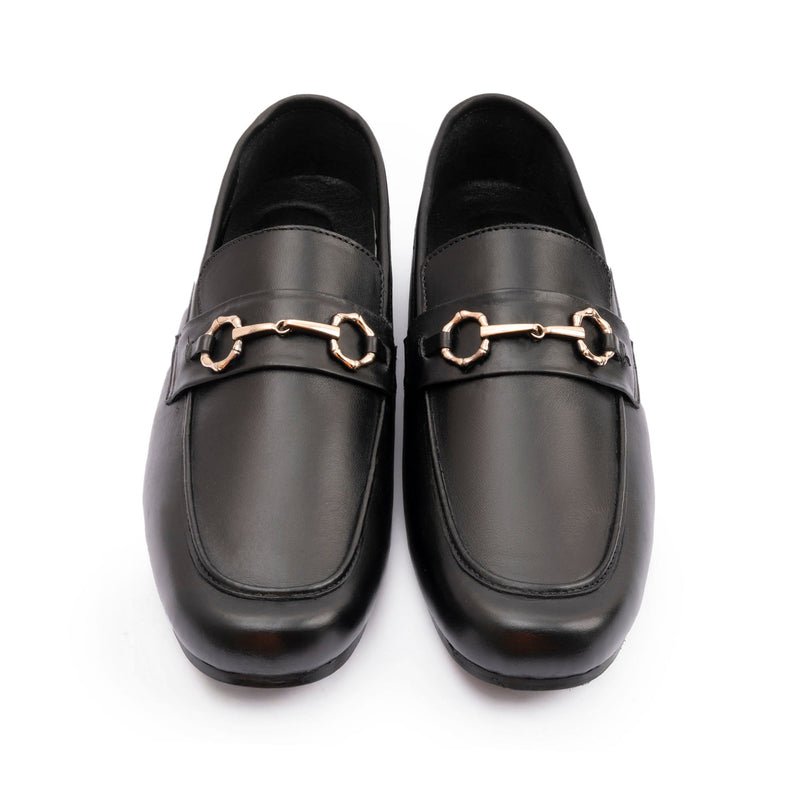 BLACK LEATHER CLASSIC MOCCASINS - Hi-Street